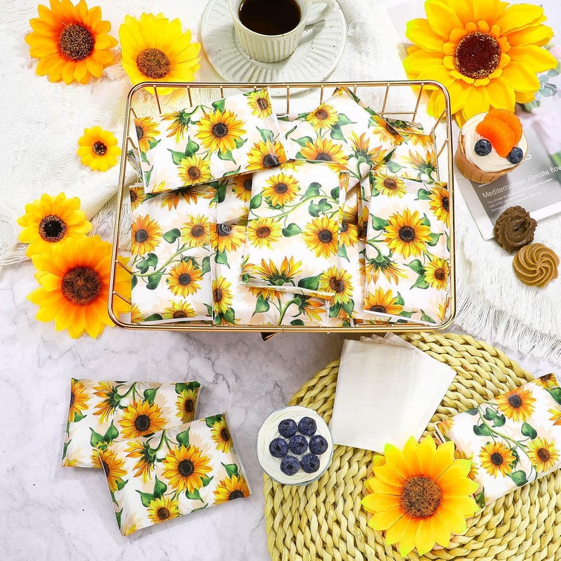 PerKoop 100 Packs Travel Size Tissues Disposable Pocket Facial Tissues Bulk for Travel Wedding Guest School Wallet Purse Home Supplies, 1000 Sheets 3 Ply(Sunflower) - Image 4